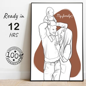 Retrato de dibujo de una línea personalizado, retrato de arte de línea sin rostro personalizado, retrato de arte digital Minimali, impresión de retrato de diseño lineal