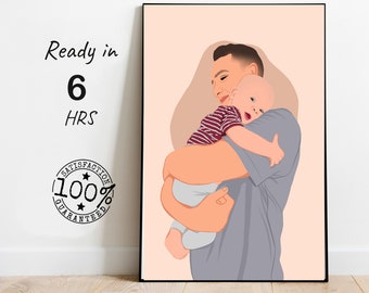 Personalized Father's Day Gift, Custom Dad Portrait, Family Portrait Gift, Mom Gifts, Custom Family Gift, Faceless Portrait, Digital Print