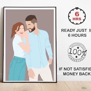 Gesichtsloses Portrait, Personalisiertes Portrait, Druckbare Geschenkidee für Paare, Linien zeichnung vom Foto, Personalisiertes Geschenk für Freund, ASAP