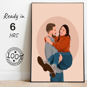 Unique personalized present, custom  faceless portrait, Custom couple portrait painting, Image illustration for wall deco, engagement gift