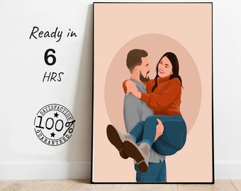 Cadeau personnalisé unique, portrait sans visage personnalisé, peinture de portrait de couple personnalisé, illustration d'image pour déco murale, cadeau de fiançailles