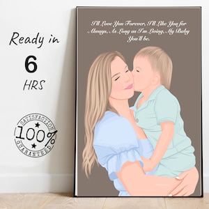 Personalized Mother&#39;s Day Gift, Custom Mof Portrait, Family Portrait Gift, Dad Gifts, Custom Family Gift, Faceless Portrait, Digital Print
