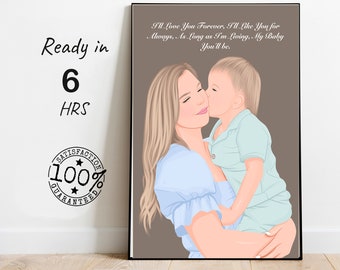 Personalized Mother's Day Gift, Custom Mof Portrait, Family Portrait Gift, Dad Gifts, Custom Family Gift, Faceless Portrait, Digital Print