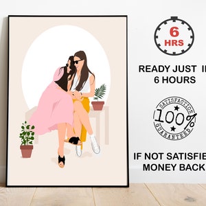 Custom Faceless Portrait: Couple Photo Sketch, Minimalist Wall Art (Digital PNG, JPG)