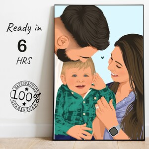Gift for husband, Painting a family photo, custom gift for Father&#39;s Day, faceless portrait, unique wall art for family, personalized gift