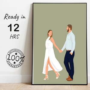 Regalo personalizado para novio a partir de una foto, retrato familiar imprimible sin rostro, regalo de retrato de compromiso de pareja, pintura artística minimalista sin rostro.