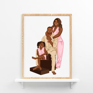 Ritratto di famiglia personalizzato da foto, disegno di famiglia digitale personalizzato, illustrazione di famiglia senza volto dipinta a mano, regalo unico per i genitori