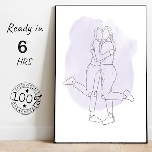 Retrato minimalista sin rostro para imprimir como regalo para la mejor amiga, pintura fotográfica personalizada para ella, pintura artística minimalista sin rostro, impresión artística sin rostro