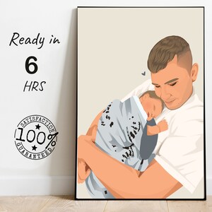 Gift for husband, Painting a family photo, custom gift for Father&#39;s Day, faceless portrait, unique wall art for family, personalized gift