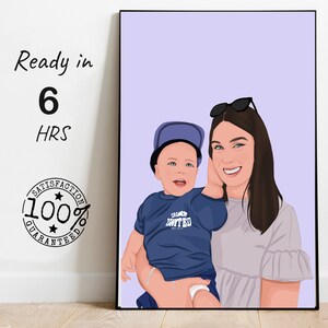 Prezent na Dzień Matki, Niestandardowy Rysunek Bez Twarzy, Prezent Na Portret Rodzinny, Rysunek Ze Zdjęciem Mamy, Prezent Na Baby Shower, Ilustracja Bez Twarzy, Prezenty Dla Mamy