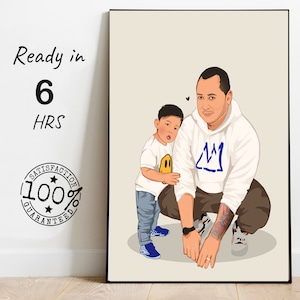 Regalo personalizzato per il papà, decorazione da parete con ritratto del papà, disegno tratto dalla foto del padre, ritratto personalizzato per il padre, disegno senza volto, digitale