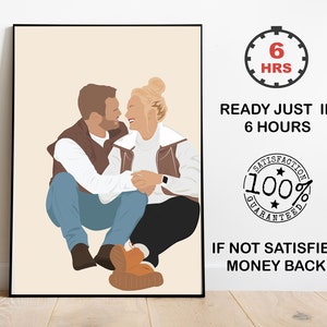 couple photo design, faceless Sketch from photo, minimal wall art decor, custom portrait canvas, custom faceless, family drawing picture