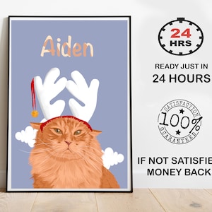 Custom cat Vector Portrait illustration from photo, custom pet drawing, pet lover gift, gift for pet lover, royal pet drawing, pet royal