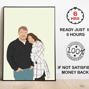 faceless photo design, minimal art work, , faceless Sketch print, custom illustration for couple, gift for women, faceless portrait print