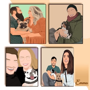 peinture de dessin animé de famille personnalisée à partir de photo, dessin de portrait de couple personnalisé, cadeau d'illustration de portrait sans visage, portrait sans visage image 4