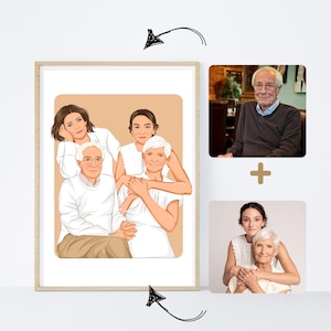 Regalo per il nonno, aggiungi la persona amata alla foto, ritratto di famiglia, ritratto personalizzato del nonno, regalo per la festa del papà, regalo per papà, regalo commemorativo per lui