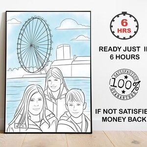 custom artwork painting, outline drawing fram photo, Mother's Day gift, line art portrait, one line painting, digital download, gift for him