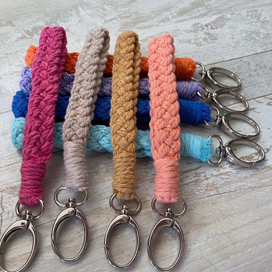 Braided Macrame Keychain Boho Keychain Macrame Key Fob Wristlet