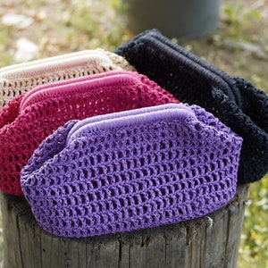 Bolso de red de cuerda de papel para mujer, embrague de malla negra de paja, bolso de rafia, bolso clutch de playa perfecto, regalo para ella, regalo hecho a mano