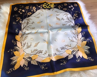 62# 100% Silk Scarf Elegant Woman Square Scarf neu Gift  53*53cm Bag Scarf Head Scarf Turban Scarf