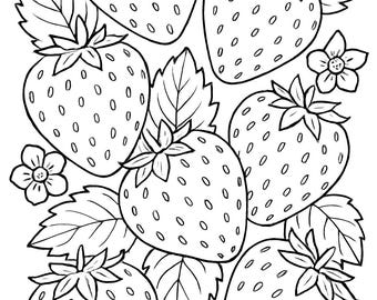 Whimsical Strawberry Coloring Printable – Instant Download Printable