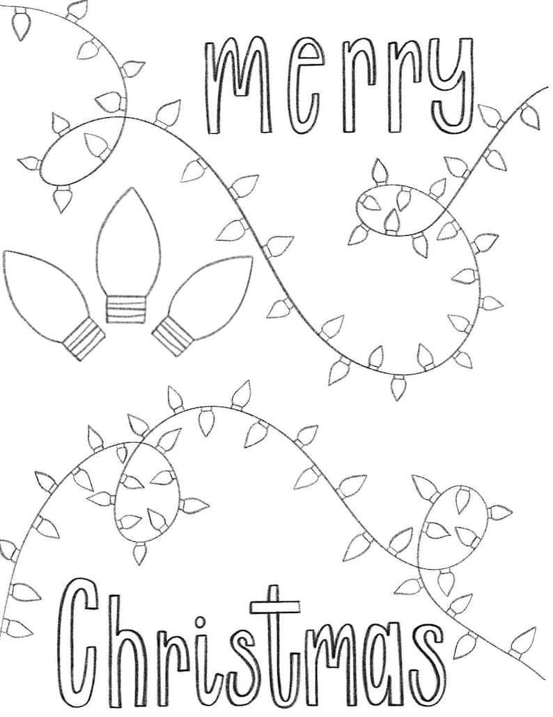 Christmas Lights Coloring Page - Etsy New Zealand