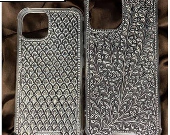 Cover personalizzata in argento sterling 925 per telefoni cellulari Apple/Samsung/Oneplus.