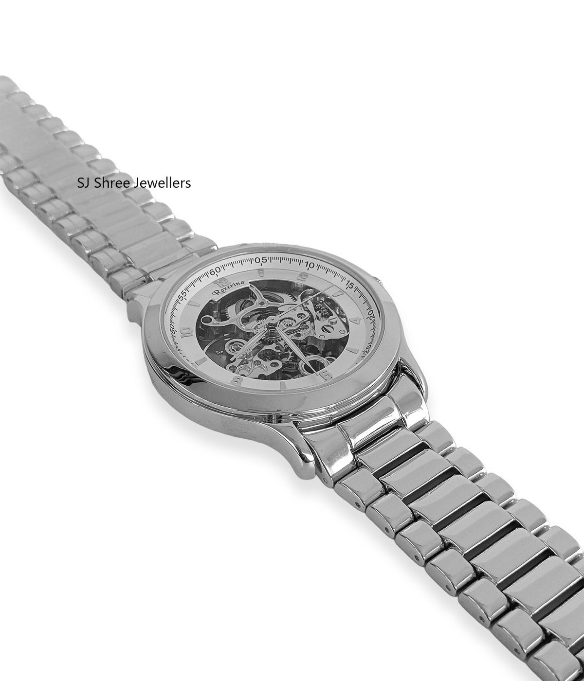 925 Sterling Silver Automatic Men's Round Watch Unique Link Bracelet