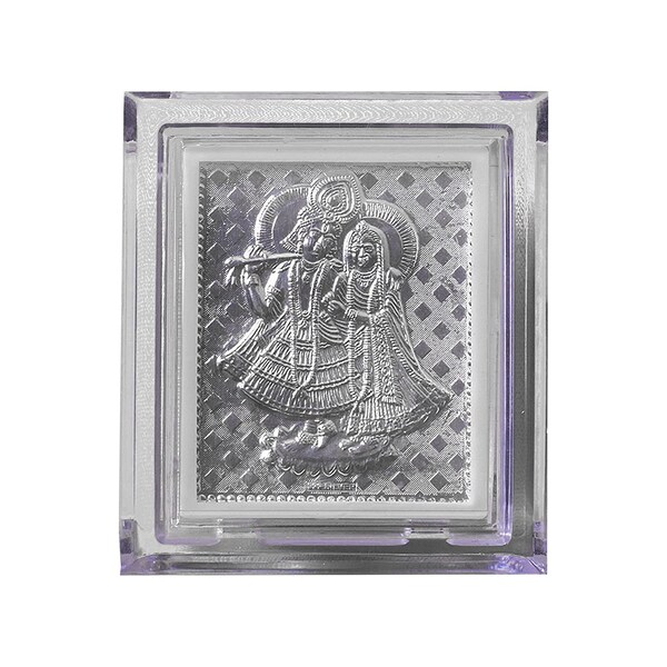 999 Silver Radha Krishna Photo Frame (11x8.5 cm) for Gift Items/pooja/Return gift/wedding/birthday/Anniversary gift