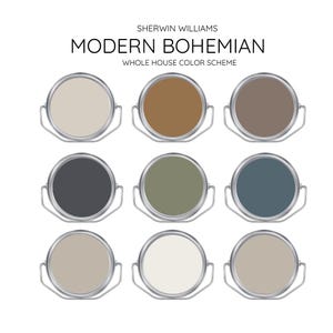 MODERN BOHEMIAN coordinating Colors Modern interior home- Pre-packed paint palette - Sherwin Williams paint - Whole House Paint Colors