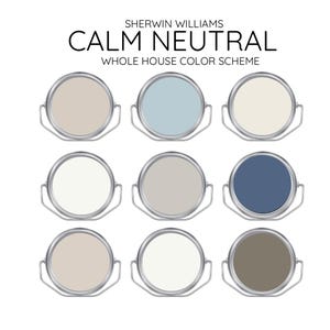 CALM NEUTRAL coordinating Colors Modern interior home- Pre-packed paint palette - Sherwin Williams paint - Whole House Paint Colors