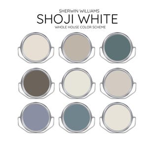 SHOJI WHITE coordinating Colors Modern interior home- Pre-packed paint palette- Sherwin Williams paint palette - Whole House Paint Colors