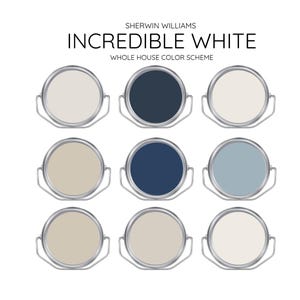 INCREDIBLE WHITE coordinating Colors Modern interior home- Pre-packed paint palette - Sherwin Williams paint - Whole House Paint Colors