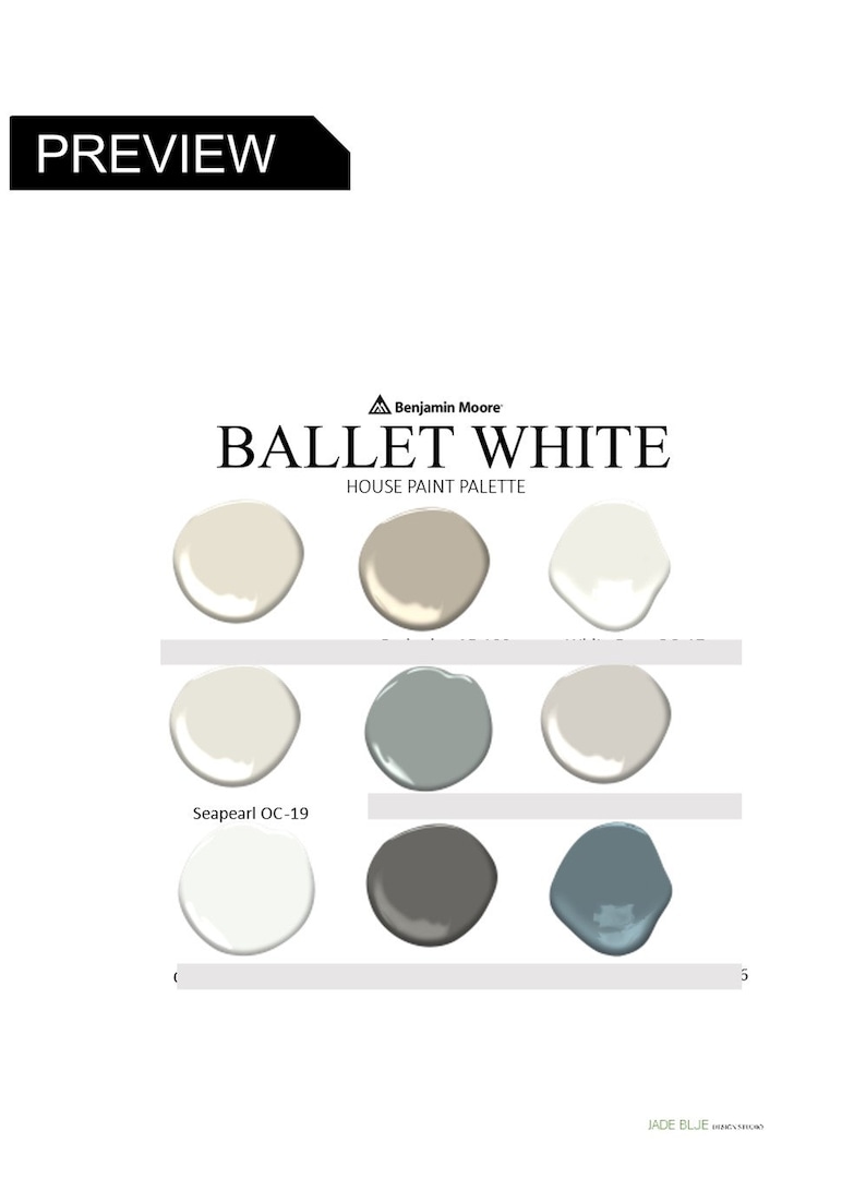 Ballet White Benjamin Moore Interior Paint Palette Prepacked Etsy