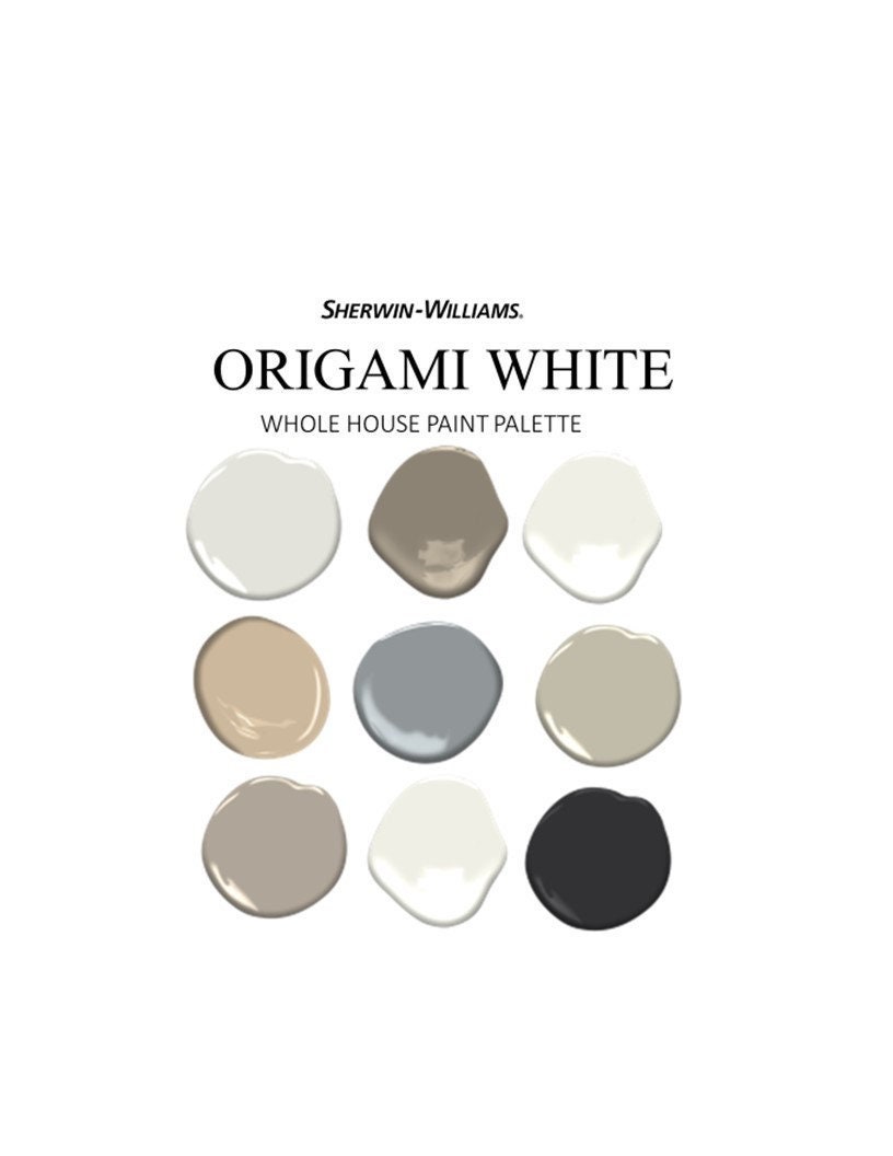 ORIGAMI WHITE coordinating Colors Modern interior home Pre packed paint palette Sherwin Williams paint Whole House Paint Colors