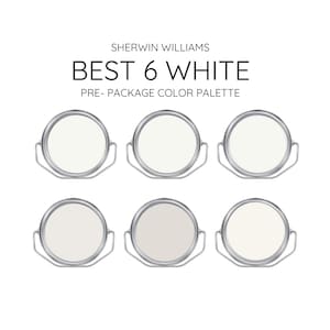 BEST 6 WHITE coordinating Colors Modern interior home- Pre-packed paint palette - Sherwin Williams paint - Whole House Paint Colors