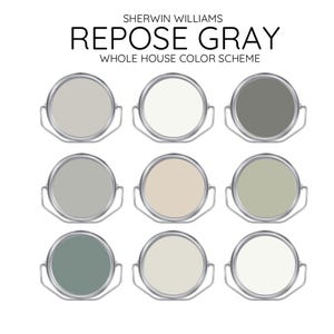 REPOSE GRAY coordinating Colors Modern interior home- Pre-packed paint palette - Sherwin Williams paint - Whole House Paint Colors
