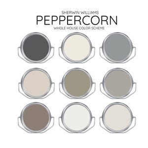 PEPPERCORN coordinating Colors Modern interior home- Pre-packed paint palette - Sherwin Williams paint - Whole House Paint Colors
