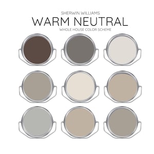 WARM NEUTRAL   Sherwin williams  Interior Paint Palette -  Prepacked Paint palette, Modern Neutral Interior Paint - Whole House Paint Colors