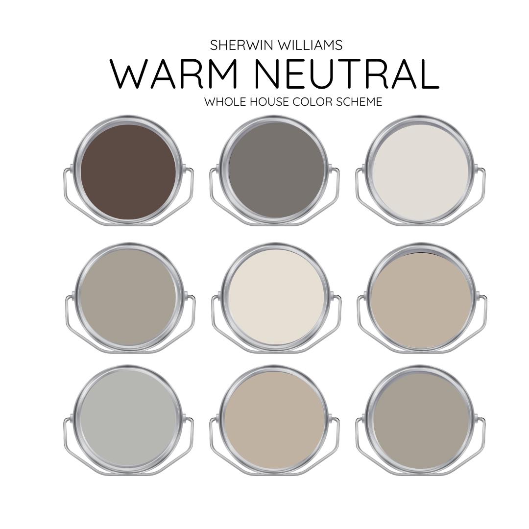 WARM NEUTRAL Sherwin Williams Interior Paint Palette - Prepacked Paint ...