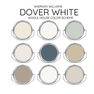 DOVER WHITE coordinating Colors Modern interior home- Pre-packed paint palette - Sherwin Williams paint - Whole House Paint Colors