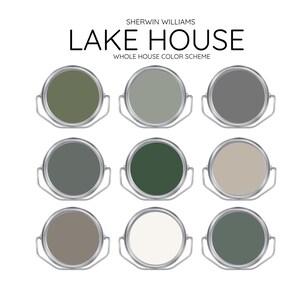 LAKE HOUSE Sherwin williams  Interior Paint Palette -Prepacked Paint palette, Modern Neutral Interior Paint - Whole House Paint Colors