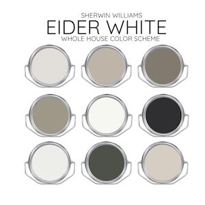 EIDER WHITE coordinating Colors Modern interior home- Pre-packed paint palette - Sherwin Williams paint - Whole House Paint Colors