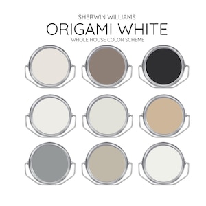 ORIGAMI WHITE coordinating Colors Modern interior home- Pre-packed paint palette - Sherwin Williams paint - Whole House Paint Colors
