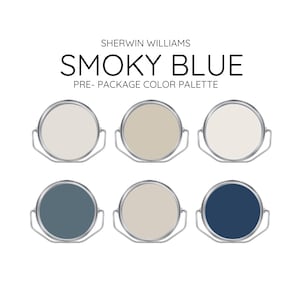 SMOKY BLUE coordinating Colors Modern interior home- Pre-packed paint palette - Sherwin Williams paint - Whole House Paint Colors
