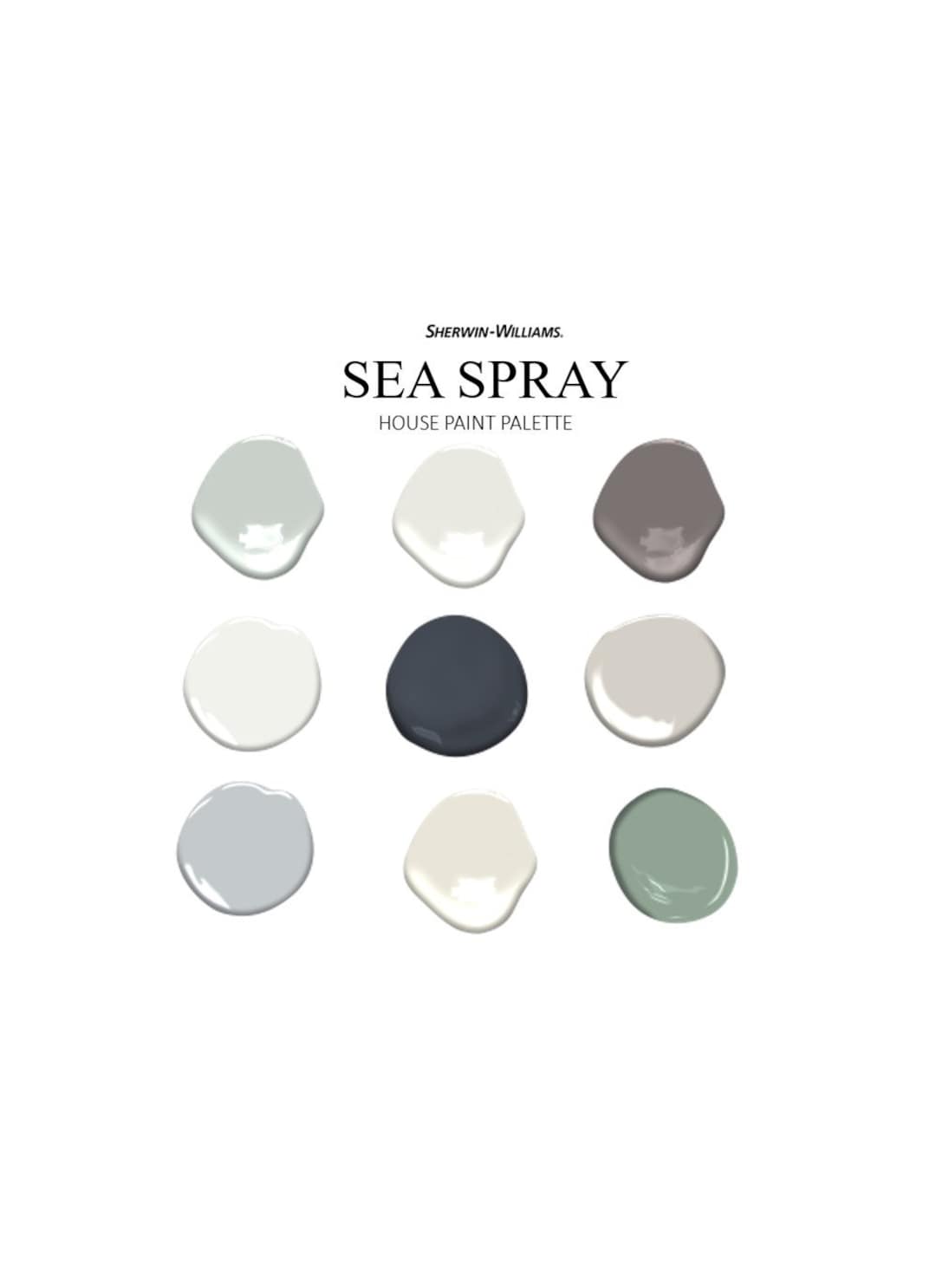 SEA SPRAY Sherwin Williams Interior Paint Palette Prepacked Etsy