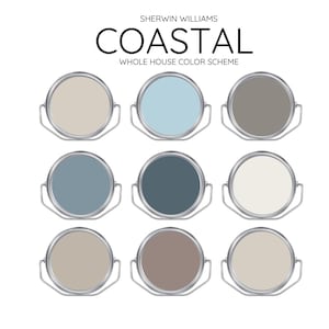 COASTAL Sherwin williams  Interior Paint Palette -Prepacked Paint palette, Modern Neutral Interior Paint - Whole House Paint Colors