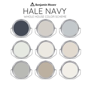 HALE NAVY Benjamin Moore Interior Paint Palette -Prepacked Paint palette, Modern Interior Paint - Whole House Paint Colors