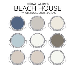 BEACH HOUSE Sherwin williams  Interior Paint Palette -  Prepacked paint palette, Modern Neutral Interior Paint - Whole House Paint Colors
