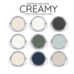 CREAMY coordinating Colors Modern interior home- Pre-packed paint palette - Sherwin Williams paint - Whole House Paint Colors